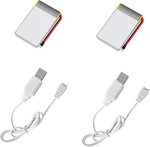 2PCS 3.7V Rechargeable Batteries and USB Chargers for TOPBLASTERBOX Q9S Drone