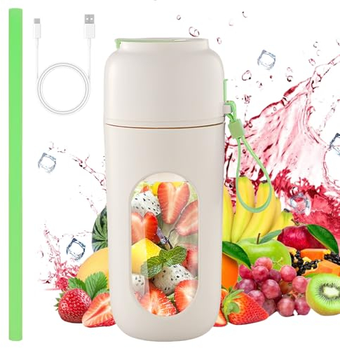 Batidora de Vaso Portatil, 350ml, Mini Licuadora Portatil Potente con 12 Cuchillas de Acero Inoxidable, Recargable Por USB, Batidora Smoothies Sin Bpa para Hogar, Oficina, Deportes y Viajes, Verde