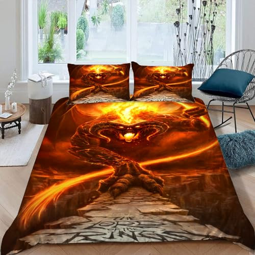 LORDOS Bettwäsche 135x200 Der Herr der Ringe Bettwäsche 2tlg, Weich, Atmungsaktiv, Bügelfrei & Knitterfrei, Bettbezug Set aus gebürsteter Mikrofaser mit 80x80 cm Kissenbezug