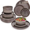 SÄNGER Kairo Graphit | Tafelservice 18 tlg, Steingut Geschirr Set 6 Personen, 6x Speiseteller 6x Dessertteller 6x Schalen Geschirrset & Schale Mocha Braun, Teller Set, Tiefe Teller VALUE COLLECTION