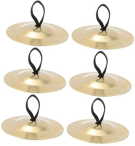 BESTonZON 6 Piezas platillo de percusión percusion instrumentos bandas elasticas bandas elásticas platillo zills platillos de bailarín gong de viento utilería de baile platillo Golden