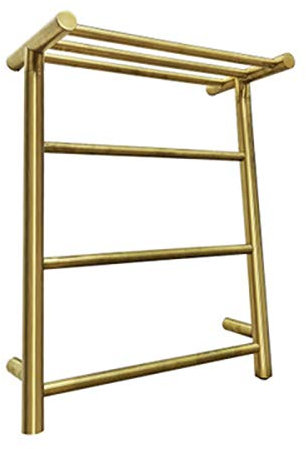 QRXALISA Bathroom Electric Towel Warmer, Wall Mounted Brushed Gold Electric Heated Towel Drying Rack with Top Shelf 304 Stainless Steel Electric Heated Towel Rail Radiator,Plug in