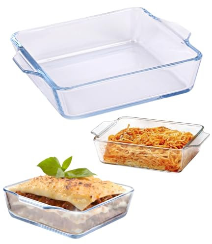 0.8L,Recipientes Lasaña,19.5 * 16.5 * 4.6,plato De Vidrio Para Hornear,Fuente De Horno,plato Cuadrado De Vidrio Para Hornear,Fuente De Horno,Apto Para Microondas, Horno, Frigorífico, Lavavajillas
