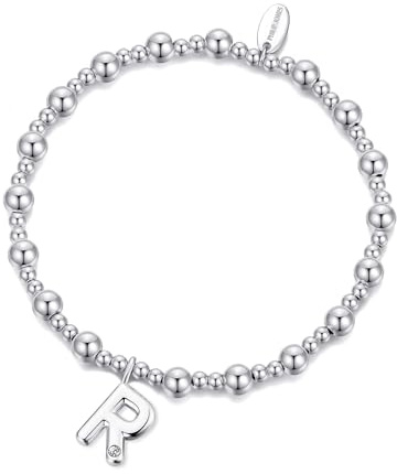 Philip Jones Silver Plated Initial Stretch Bracelets A to Z Created with Zircondia® Crystals
