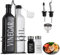2PCS ölflasche glas 500ml, essig und ölspender mit ausgießer, Anlaufgeschütztem Deckel, Etikett, Glasflasche mit Caddy Halter und Edelstahl-Ausguss mit 2pcs 80ml Gewürzglas