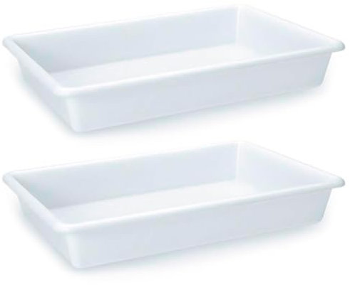 AC - Pack de 2 Bandejas Frigorificas - Capaciadad de 9 L - Fabricado en Plástico - Apto para Microondas y Congelador - 7,5 x 43,5 x 28 cm - Color Blanco