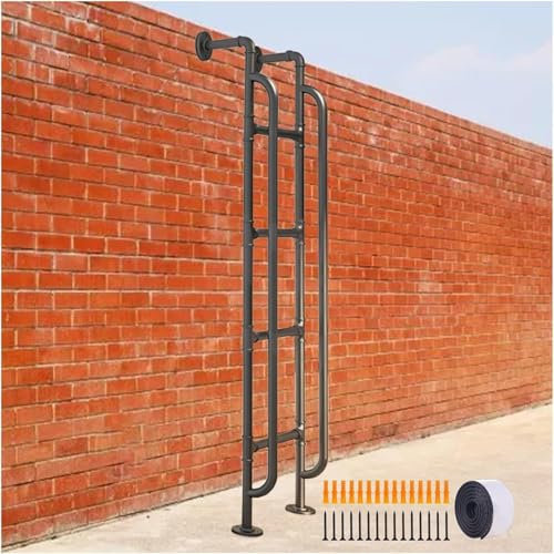 SAFWELAU Step Climb Ladder Ladder Wrought Iron Loft Bed Ladder with Armrests, RV Bunk Ladder, Black(Black,72inch/6ft/183cm)