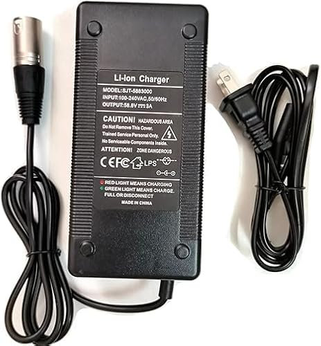 Abatinvo 52 Volt Electric Bike Charger 3-Pin XLR, for Juiced CrossCurrent RipCurrent HyperScorpion eBikes 52V Battery Pack and Other 52V E-Bike (58.8V 3A max)