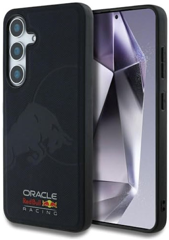 CG MOBILE Red Bull Leather Meshed Debossed Bull Hülle für Samsung Galaxy S25 kompatibel mit MagSafe Marine