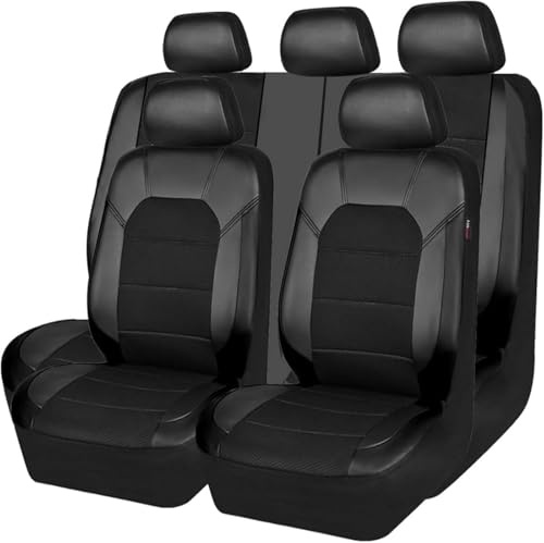 LMYFCL66 9 Stück Autositzbezüge für Opel Corsa B 1993 1994 1995 1996 1997 1998 1999 2000, Auto Sitzbezüge Airbag Geeignet rutschfest Wasserdicht Atmungsaktiv Bequem,Black