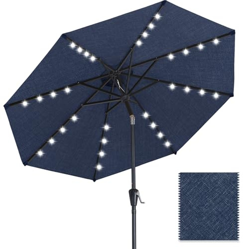 ABCCANOPY OLEFIN® 5-Year No Fading Patio Umbrella with Solar Lights (Navy Blue)