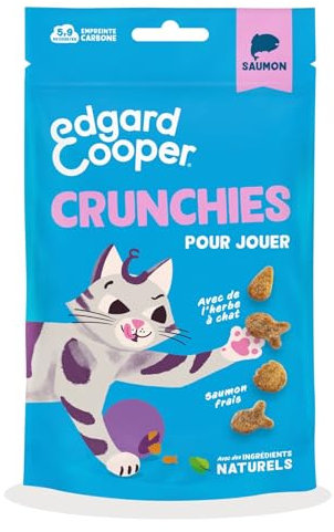 Edgard & Cooper friandises pour Chat, crunchies au Saumon (1x50g), sans céréales, Riches en Viande fraîche, avec Herbe à Chat, ingrédients naturels, sans Sucre ajouté