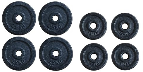 Cast Iron Weight Plates fit all standard 1 inch diameter bars Fitness Dumbbell Weights Set Bodybuilding Weight Lifting Home Gym Equipment (2.5kgx4 +1.25kgx4 =15kgs)