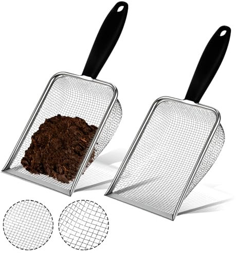 2 setacci per sabbia, rete da 1 x 1 mm (20 rete), setaccio per terreno per giardinaggio con manico, setacci per rocce, sabbia, sporco, setacci per compost, attrezzi da giardino ideali per giardinaggio