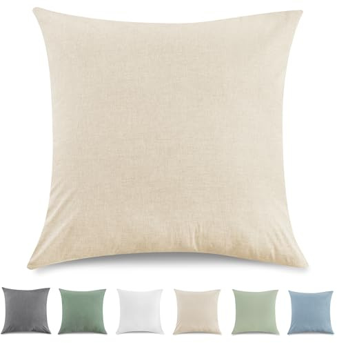 TOCOMOA Kissenbezug 45x45 cm 2er Set, Gewaschene Baumwolle Kissenbezüge | Oeko-TEX Zertifiziert, hautfreundlich weicher und Atmungsaktiv, 100% Baumwolle, Sand, mit Reißverschluss,Heimdekoration