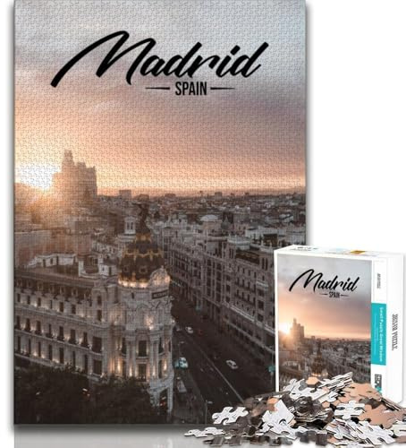 Madrid 1000-teiliges Puzzle für Jugendliche und Erwachsene, Stressabbau, schwierige Herausforderung, stärkt die Liebe zwischen Paaren, 38x26cm