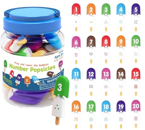 Generico Eiszählspiel - Anzahl der intelligenten Snacks 10 x 14,2 cm Pop, Innovation | Interaktives und immersives Matching-Spiel mit lebendigen Zählbuchstaben und -Pop
