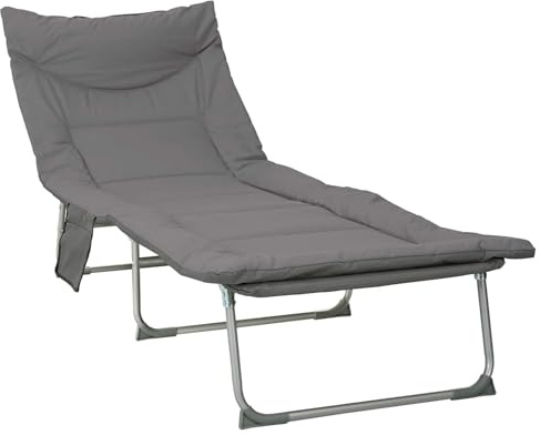 Foknhdi Sdraio pieghevole da giardino con schienale regolabile in 5 posizioni, robusto lettino a tre gambe in acciaio e tessuto Oxford, sdraio mobile per esterni, 191 x 65 x 37 cm
