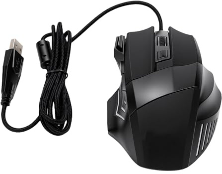 SENECESLI Kabelgebundene USB Gaming Maus – Ergonomische Optische 7 Tasten Maus mit Einstellbaren 2400 DPI und RGB Beleuchtung für PC, Laptop und Computer (Ohne Ton)