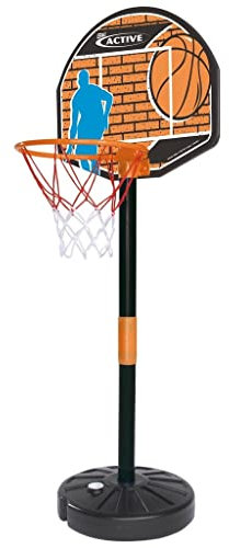 Simba 107407609 - Basketball Set mit Ständer, Brett 40x31cm, Korb mit Netz 24cm, Ball 16cm, höhenverstellbar bis 160cm, Pumpe, 4 Teile, ab 3 Jahre
