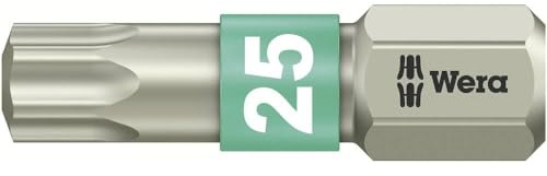 WERA-WERK HERMANN WERNER GMBH & CO.KG 71035 Bit TX Gr.25 L.25mm VA 0,6 cm (0,25 Zoll) 6KT m.Torsionszone WERA DIN3126-C 6,3
