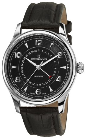 Revue Thommen Herren-Armbanduhr 10012–2537, Tageszeiger, schwarzes Zifferblatt, automatische Armbanduhr