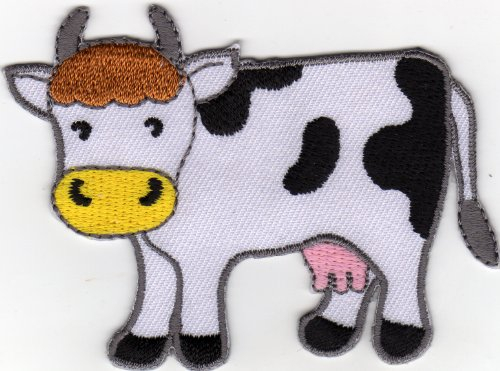 Aufnäher Bügelbild Applikation Iron on Patches Milch Kuh Haustier
