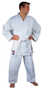 DanRho Judo Kimono Línea Dojo - Uniforme Ligera Estudiante Karate Gi Artes Marciales con Cintura elástica y Cordones para Judo, Taekwondo, Aikido, jiu-Jitsu - 450 g / m2, Altura 140 cm