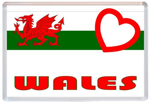 Wales - Love Wales/Welsh Flag Towns & Cities - 96 x 67mm Jumbo Fridge Magnet