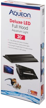 Aqueon LED Deluxe Fish Tank Aquarium Full Hood with LED Light, Black, 20 Inch