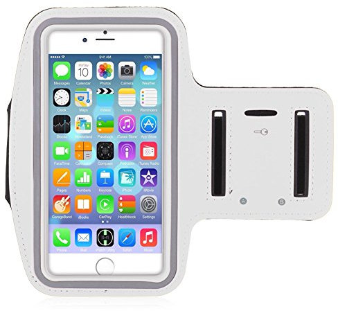 Urban Runner iPhone 6 (4.7 inch) Compatible Armband Case Cover For Running, Jogging, Cycling, Gym, Fitness, Tennis Secure Key Slot Suitable For Any Arm Size (White)