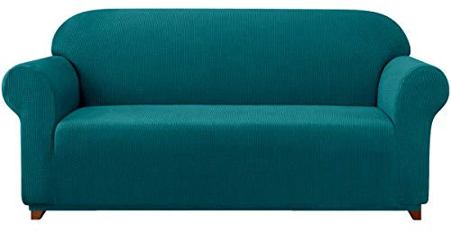 subrtex 1-Piece Stretch Sofa Cover 3-Seaters Spandex Jacquard Fabric Slipcovers for Couch, Armchair, Machine Washabl (Sofa, Teal)