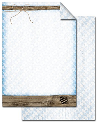 Logbuch-Verlag 100 Blatt Briefpapier Bayern bayerisches Rauten Muster blau weiß Motivpapier Druckerpapier beidseitig DIN A4 Menükarte Wirtshaus