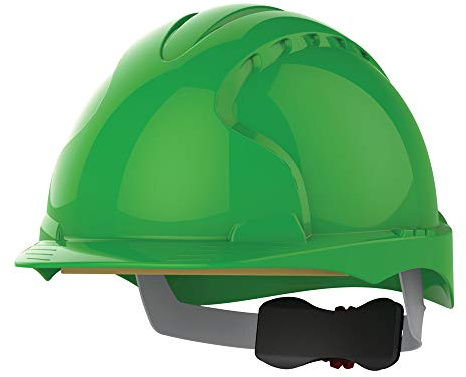 JSP EVO3 Comfort Safety Helmet HardHat Wheel Ratchet Non-Vent Green UK made | Protection for construction, electrical and industry. Wheel ratchet adjustment, Comfort Plus Fabric harness. EN 397 certified