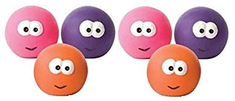 GoodBoy NEW 6 PCK 7 CM LATEX FACE BALLS BIG EYES DOG PUPPY SQUEAKY TOY 08383