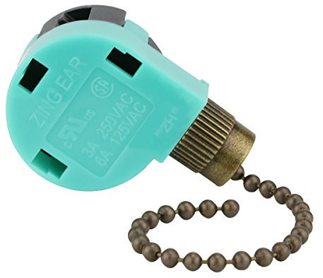 ZE-268S6 Zing Ear Ceiling Fan Switch Fans Accessories Switch 3 Speed 4 Wire Pull Chain Control Ceiling Fan Replacement Speed Control Switch