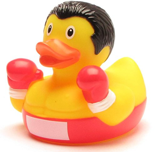 Badeente Boxer I Quietscheentchen I L: 8 cm I inkl. Badeenten-Schlüsselanhänger im Set