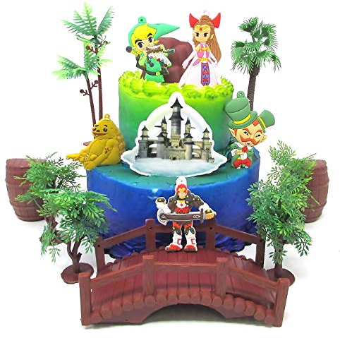 Cake Topper Legend of ZELDA Deluxe Birthday Set Featuring Zelda Characters and Decorative Themed Accessories (Unique Design)