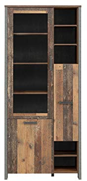 möbelando Vitrine Beistellschrank Holzvitrine Standvitrine Vitrinenschrank Celon II ohne Beleuchtung