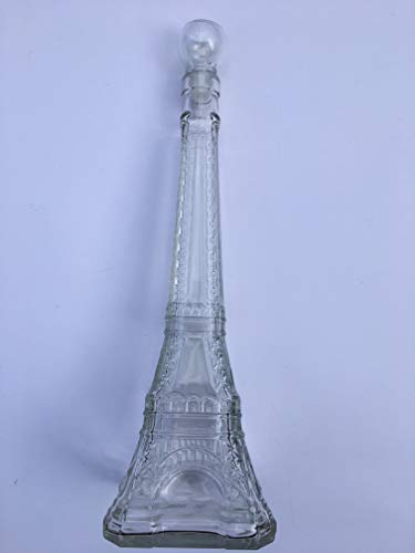 VIANAYA Bouteille Paris Tour Eiffel en Verre Transparent de Grande qualité - très Grand modèle - 75CL - avec Le Bouchon Assorti en Verre