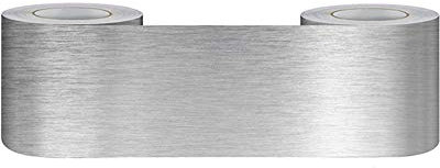 WYLNEP Bordure de papier peint Frise Murale Adhesive Bordure Papier Peint Frise Autocollante pour Cuisine,Salle de Bains, Plafond, Salon, Chambre Décoration Murale Couleur argent brossé 10cm X 500cm