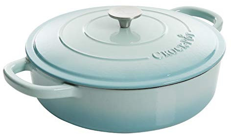 Crock Pot Artisan Braseur en fonte émaillée avec couvercle, 5 litres, Aqua