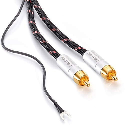 Eagle Cable by INAKUSTIK – 10070315 – High End Deluxe Phonokabel Cinch -> Cinch | 1,5m | Made in Germany | OFC-Kupferleiter | gelackte 0,10 mm Kupferlitzen | 24k vergoldete Vollmetall Stecker