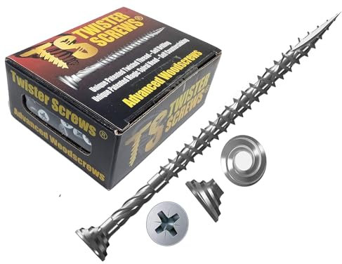 Twister Screws Premium Double-Threaded Wood Screws | 4mm x 50mm | Box of 100 | Self Drilling, Self Countersinking, Zinc-Plated, Ultra Sharp Quick Grab Point