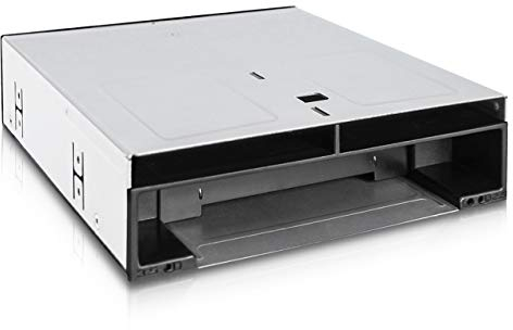 ICY DOCK Mobile rack, enclosure rack per dischi rigidi, enclosure interna Hot Swap per due SSD SATA da 2,5 e 3,5 o HDD senza vassoio per alloggiamento da 5,25 - flexiDOCK MB095SP-B
