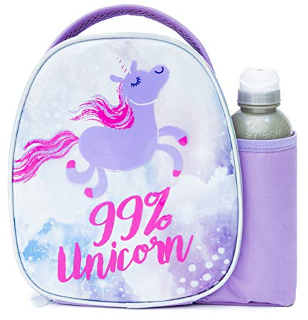 Smash 99% Unicorn Insulated Lunch Bag and 500ml Bottle, Purple,