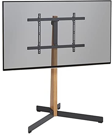 Vogel's TVS 3695 TV-Ständer für 40-77 Zoll Fernseher, Max. 50 kg, Schwenkbar bis zu 90°, Max. VESA 600x400, TV-Standfuß aus Hochwertigem PEFC-zertifiziertem Eichenholz und Stahl, Schwarz