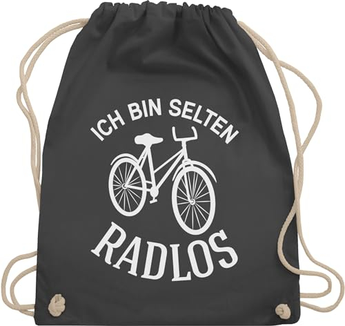 Turnbeutel Rucksack - Radsport - Taschen - Ich bin selten Radlos - Unisize - Dunkelgrau - rad beutel fahrrad beutelrucksäcke radfahrer baumwollbeutel fahrradfahrer mit kordelzug fahrradliebhaber