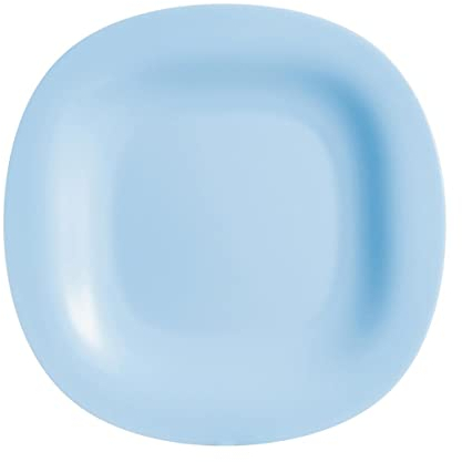 ARC 5919901 Assiette en verre, opale plat, couleur bleu clair, carrée, 27 x 27 cm, verre