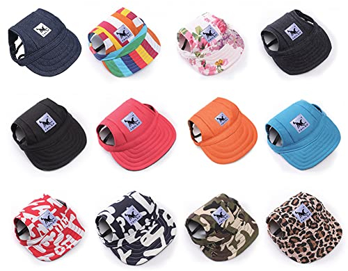 Hunde Baseballmütze, Outdoor Haustier Baseballmütze Verstellbarer Hundecap mit Ohrlöchern Atmungsaktiv Welpen Hundemütze Kappe Sonnenschutz Sommer Hut für Welpen Hunde Mütze Haustier Cap,S-XL